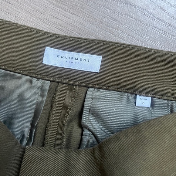 Equipment Femme Pant Olive Green Cropped Trousers Size 0 - Picture 4 of 5